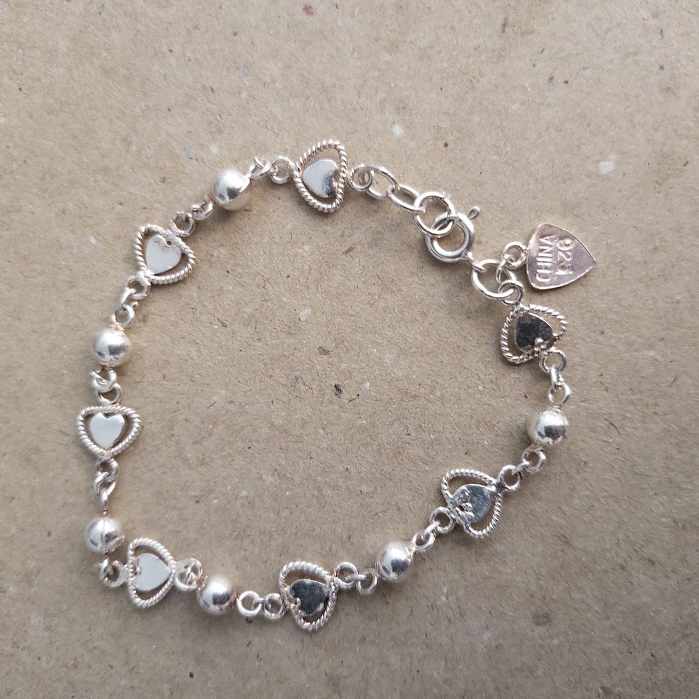 Vintage Sterling Silver Heart Bracelet